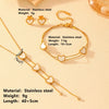 Women's Jewelry Titanium Steel Box Chain With Love Water Drops Bell Pattern And Peach Heart Shape 18K Gold Plated