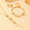 Women's Jewelry Titanium Steel Box Chain With Love Water Drops Bell Pattern And Peach Heart Shape 18K Gold Plated