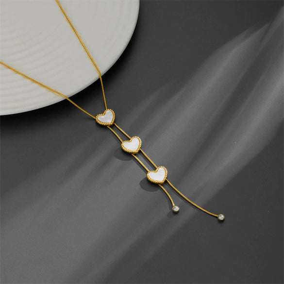 Women's Jewelry Titanium Steel Box Chain With Love Water Drops Bell Pattern And Peach Heart Shape 18K Gold Plated