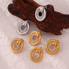 Women's Jewelry 316L Stainless Steel Geometric Gold Plated Earrings And Hollow Diamond Ring