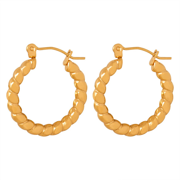 Women's Jewelry 316L Stainless Steel Gold Plated Twisted O Shaped Geometric Style