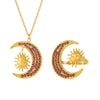 Women's Jewelry 316L Stainless Steel Inlaid Zircon Electroplated Fashion Ring And Necklace Set