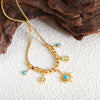 Women's Jewelry Titanium Steel Turquoise Pendant Necklace Bracelet With Irregular Sun Shape And Flower Pattern Electroplated