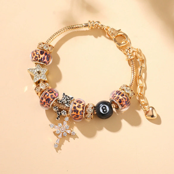 Women's Jewelry Zinc Alloy Fivepointed Star Leopard Print Handmade Electroplated Bracelet
