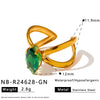 Women's 18K Gold Plated Stainless Steel Adjustable Ring With Zircon Inlay And Geometric Cross Design