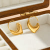 Women’s 18K Gold Plated Stainless Steel Heart Chain Earrings With Geometric Style And Vacuum Electroplated Finish