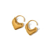 Women’s 18K Gold Plated Stainless Steel Heart Chain Earrings With Geometric Style And Vacuum Electroplated Finish