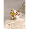 Women's 18K Gold Plated Stainless Steel Irregular Ring With White Zircon And Imitation Pearl Electroplated Opening Titanium Steel Ring