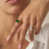 Women's 18K Gold Vacuum Plated Stainless Steel Adjustable Geometric Ring With Zircon Inlay Simple Fashion Jewelry
