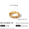 Women's 18K Vacuum Plated Stainless Steel Open Ring With Water Drop Zircon Accent Geometric Fashion Jewelry