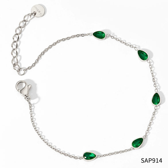 Women's Klein Blue Stainless Steel Water Drop Zircon Bracelet With Electroplating For Autumn And Winter Simple High End Sense
