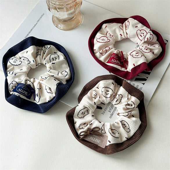 Women's Knitted Cartoon Printed Academy Style Hair Tie Headwear
