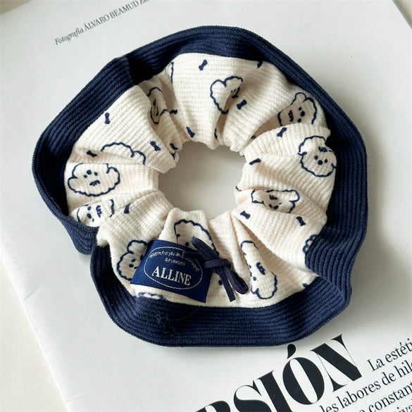 Women's Knitted Cartoon Printed Academy Style Hair Tie Headwear