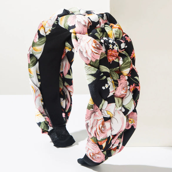 Women's Knitted Cloth Floral Widebrimmed Headband Hair Accessory