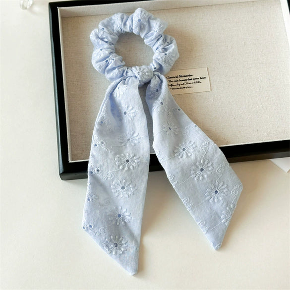 Women's Knitted Fabric Sweet Style Bow Ponytail Ribbon Hair Band With Seiko Design