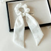 Women's Knitted Fabric Sweet Style Bow Ponytail Ribbon Hair Band With Seiko Design