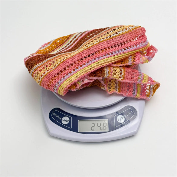 Women's Knitted Hollow Geometric Striped Color Matching Pleated Triangle Scarf Headwear