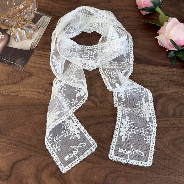Women's Lace Silk Polyester Nylon Scarf With Plants Flowers Style