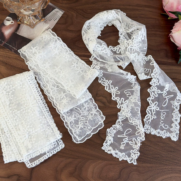 Women's Lace Silk Polyester Nylon Scarf With Plants Flowers Style
