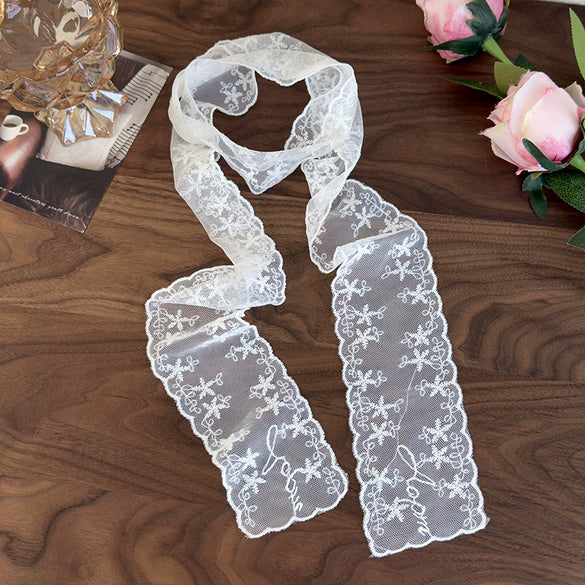 Women's Lace Silk Polyester Nylon Scarf With Plants Flowers Style