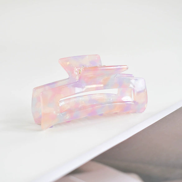Women's Large Engraved Acrylic Hair Claw Clip Square Top Ponytail Holder Elegant Hair Accessory