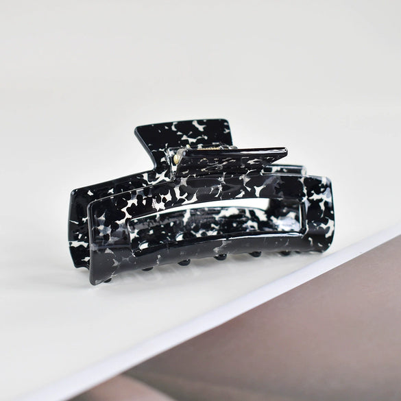 Women's Large Engraved Acrylic Hair Claw Clip Square Top Ponytail Holder Elegant Hair Accessory