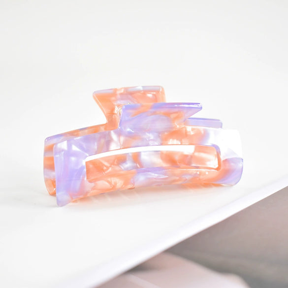 Women's Large Engraved Acrylic Hair Claw Clip Square Top Ponytail Holder Elegant Hair Accessory