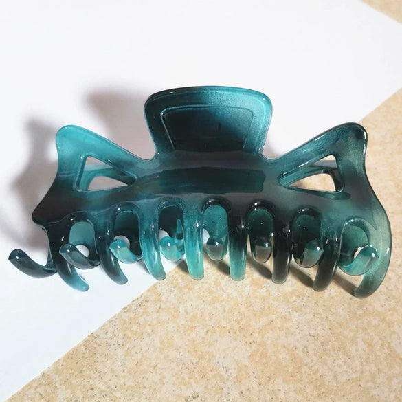 Women's Large Geometric Resin Hair Claw Clip With Hollow Design And Painted Finish For Ponytail Updos