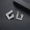 Women's Large Geometric Square Earrings With Full Zircon Embellishment Electroplated Copper Statement Jewelry For Banquets