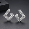 Women's Large Geometric Square Earrings With Full Zircon Embellishment Electroplated Copper Statement Jewelry For Banquets