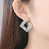 Women's Large Geometric Square Earrings With Full Zircon Embellishment Electroplated Copper Statement Jewelry For Banquets