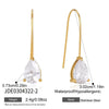 Women's Large Geometric Zircon Stainless Steel Stud Earrings With Plated Finish And Sophisticated Sparkling Style