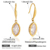 Women's Large Geometric Zircon Stainless Steel Stud Earrings With Plated Finish And Sophisticated Sparkling Style