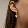 Women's Large Geometric Zircon Stainless Steel Stud Earrings With Plated Finish And Sophisticated Sparkling Style