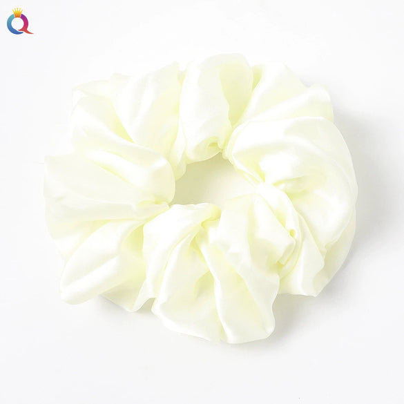Women's Large Solid Color Satin Rabbit Ear Hair Scrunchie Handmade Cloth Hair Tie Fashion Hair Accessory