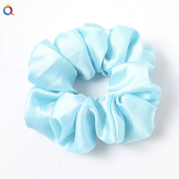 Women's Large Solid Color Satin Rabbit Ear Hair Scrunchie Handmade Cloth Hair Tie Fashion Hair Accessory