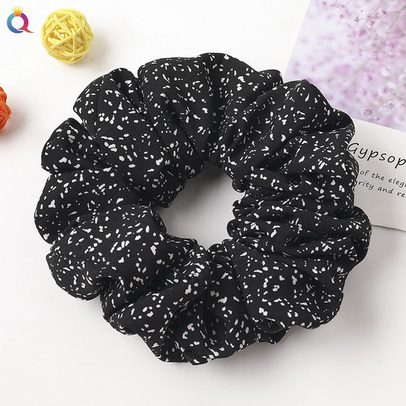 Women's Large Solid Color Satin Rabbit Ear Hair Scrunchie Handmade Cloth Hair Tie Fashion Hair Accessory