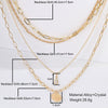Women's Layered Alloy Chain Necklace With Geometric Round And Teardrop Pendants Electroplated Fashion Jewelry