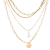 Women's Layered Alloy Chain Necklace With Geometric Round And Teardrop Pendants Electroplated Fashion Jewelry