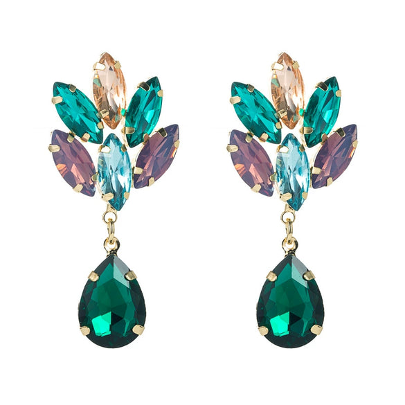 Women's Layered Alloy Flower Earrings With Pearl And Sparkling Glass Crystal Accents