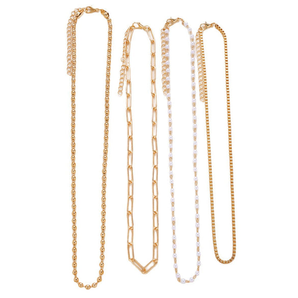 Women's Layered Bead Chain Necklace With Geometric Design And Electroplated Iron Fashion Jewelry