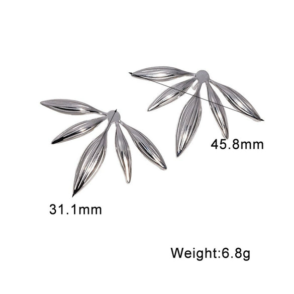 Women's Leaf Earrings In Stainless Steel With Gold Plating Colorfast Waterresistant Design And Sweet Cool Botanical Style
