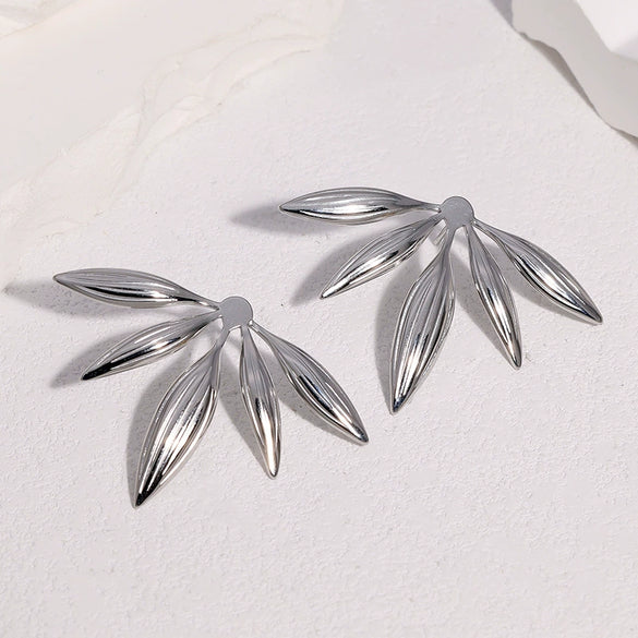 Women's Leaf Earrings In Stainless Steel With Gold Plating Colorfast Waterresistant Design And Sweet Cool Botanical Style