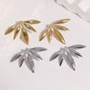 Women's Leaf Earrings In Stainless Steel With Gold Plating Colorfast Waterresistant Design And Sweet Cool Botanical Style