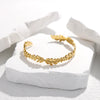 Women's Leaf Opening Creative Oil Pressure Titanium Steel Gold Plated Stainless Steel Bracelet