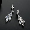 Women's Leaf Pendant Earrings With Microinlaid Zircon Accents Electroplated Copper Elegant Fashion Jewelry