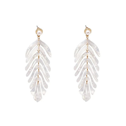 Womens Leaf Retro Light Luxury Plastic  Resin  Earrings Jj19050510