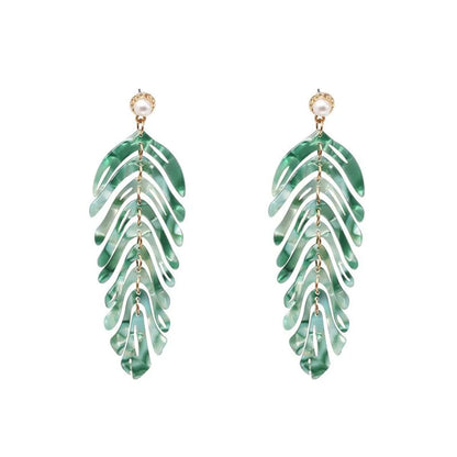 Womens Leaf Retro Light Luxury Plastic  Resin  Earrings Jj19050510