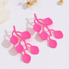 Women’s Leafshaped Cartoon Earrings With Multicolor Spraypainted Iron Design And Stainless Steel Ear Needles