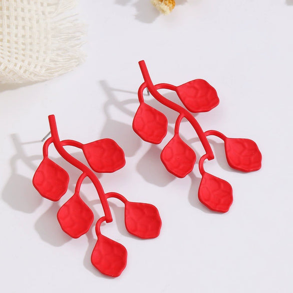 Women’s Leafshaped Cartoon Earrings With Multicolor Spraypainted Iron Design And Stainless Steel Ear Needles